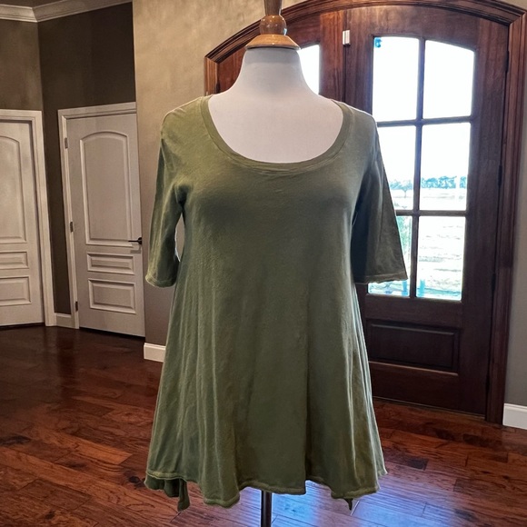 Free People Green Melrose Swing Tunic Top Size Small Green Oversized Raw Edges - Picture 4 of 16